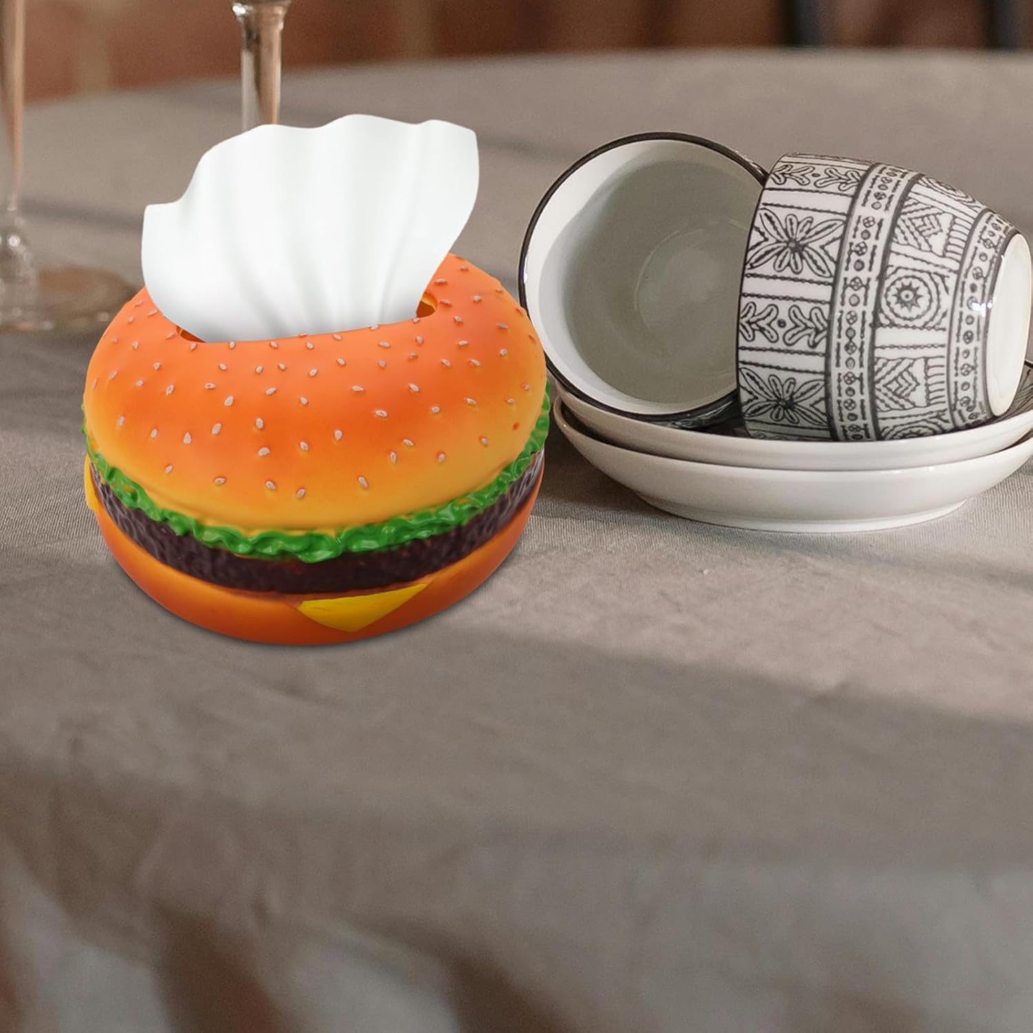 Burger Tissue Box Resin Hamburger Shape Napkin Holder for Tables
