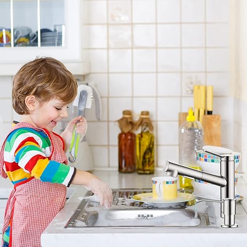 Miniatura 7 de CREA Dispensador de jabón para fregadero de cocina, dispensador de jabón de acero inoxidable integrado, níquel cepillado para baño, con tubo de 39