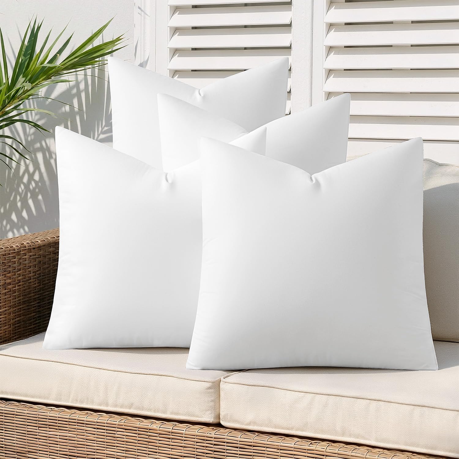 MIULEE Outdoor Pillow Inserts 20x20 Pack of 4 Waterproof Throw Pillow Inserts Decorative 100% Virgin Fibers Filling for Patio Sofa Couch