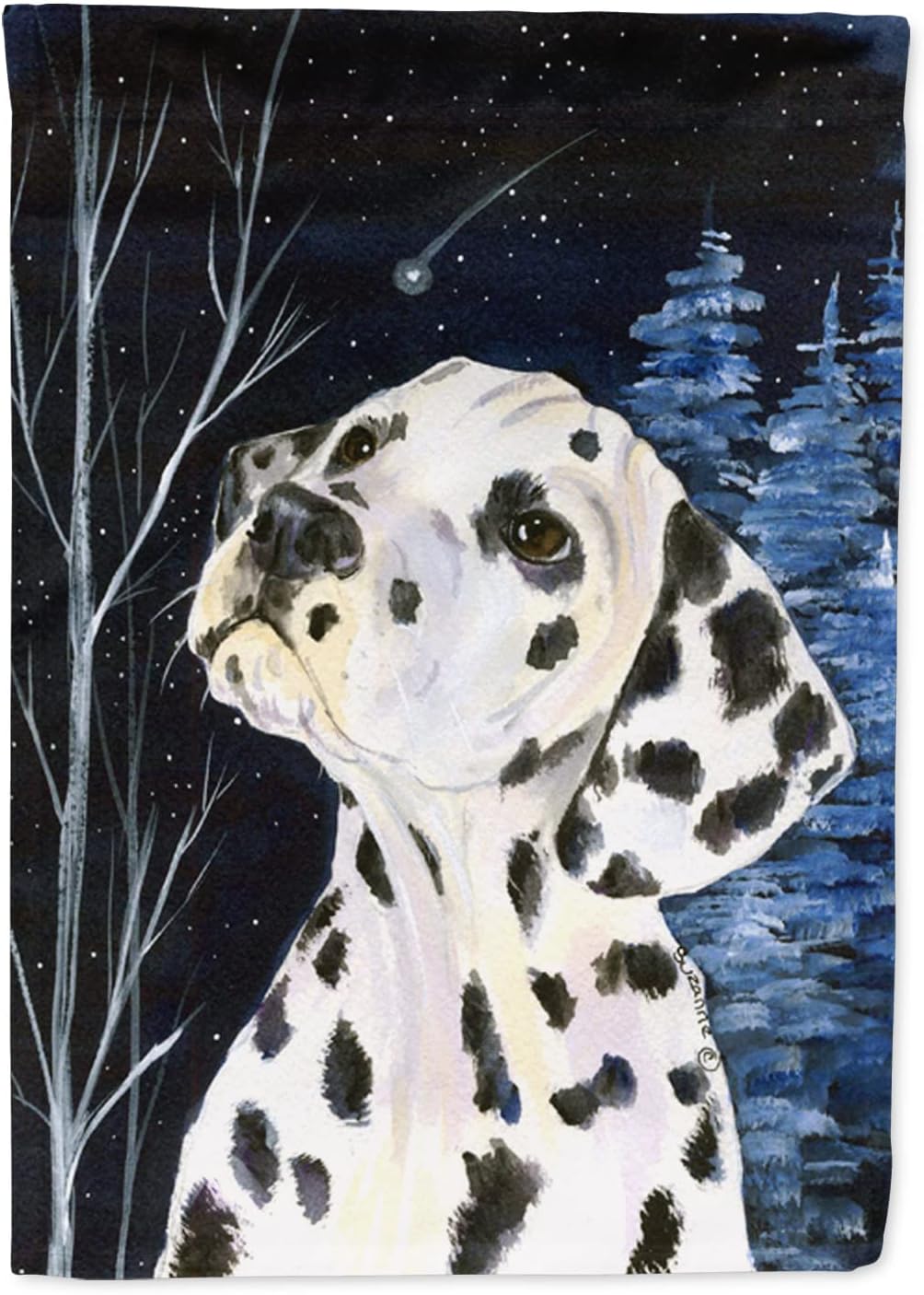 Caroline's Treasures SS8370CHF Starry Night Dalmatian Flag Canvas, Large, Multicolor