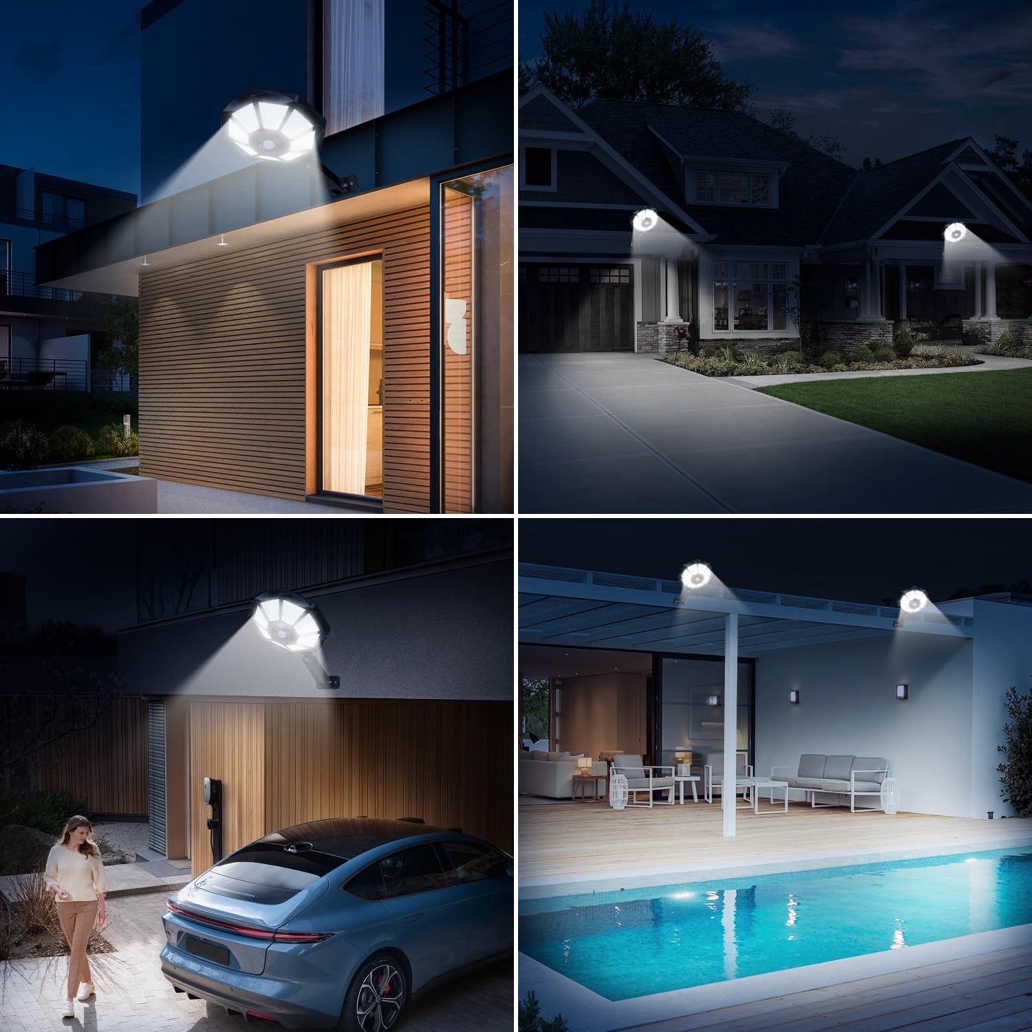 Lampione Solare 168 LED Esterno con Telecomando e Sensore di Movimento, 6500K Luci solari IP65 Impermeabile Lampada Solare, Lampioni da Giardino Esterno per Garage Cortile - 2 Pezzi