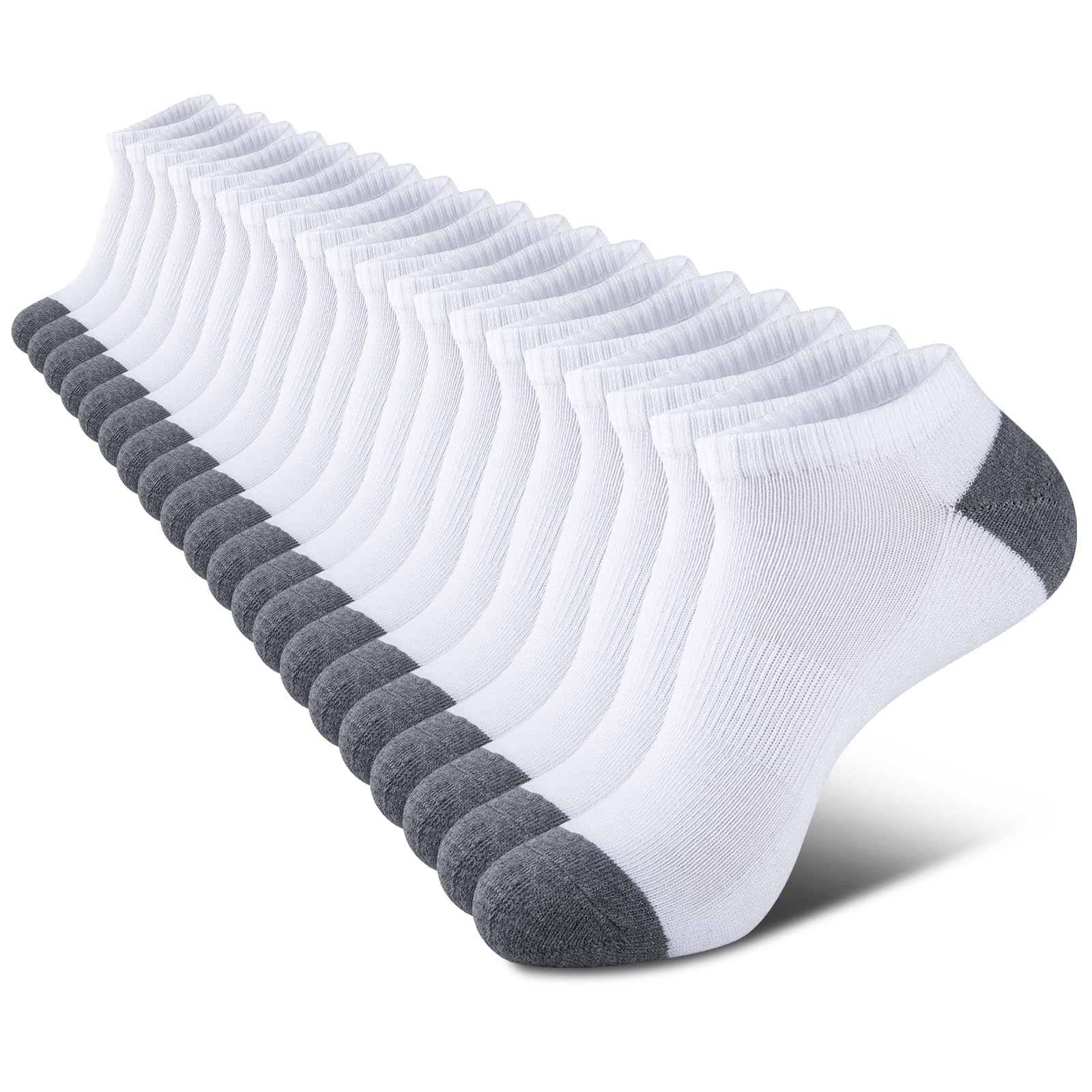 COOVAN 10 Pairs Mens Cushion Ankle Socks Men 10 Pack Low Cut Comfort Breathable Casual Socks