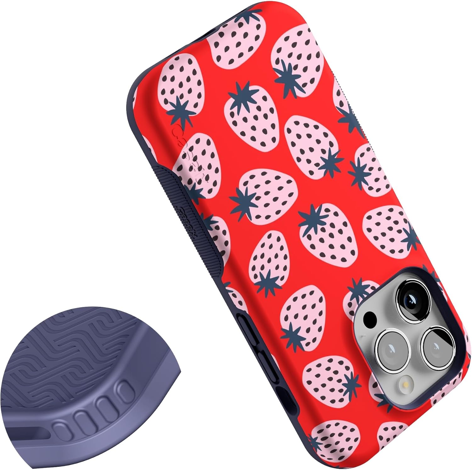 Casely iPhone 14 Pro Case | I'd Pick You | Red Strawberry | Bold Protective Design | Compatible with MagSafe