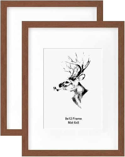 Yaetm 9x12 Picture Frame with Mat for 6x8 Set of