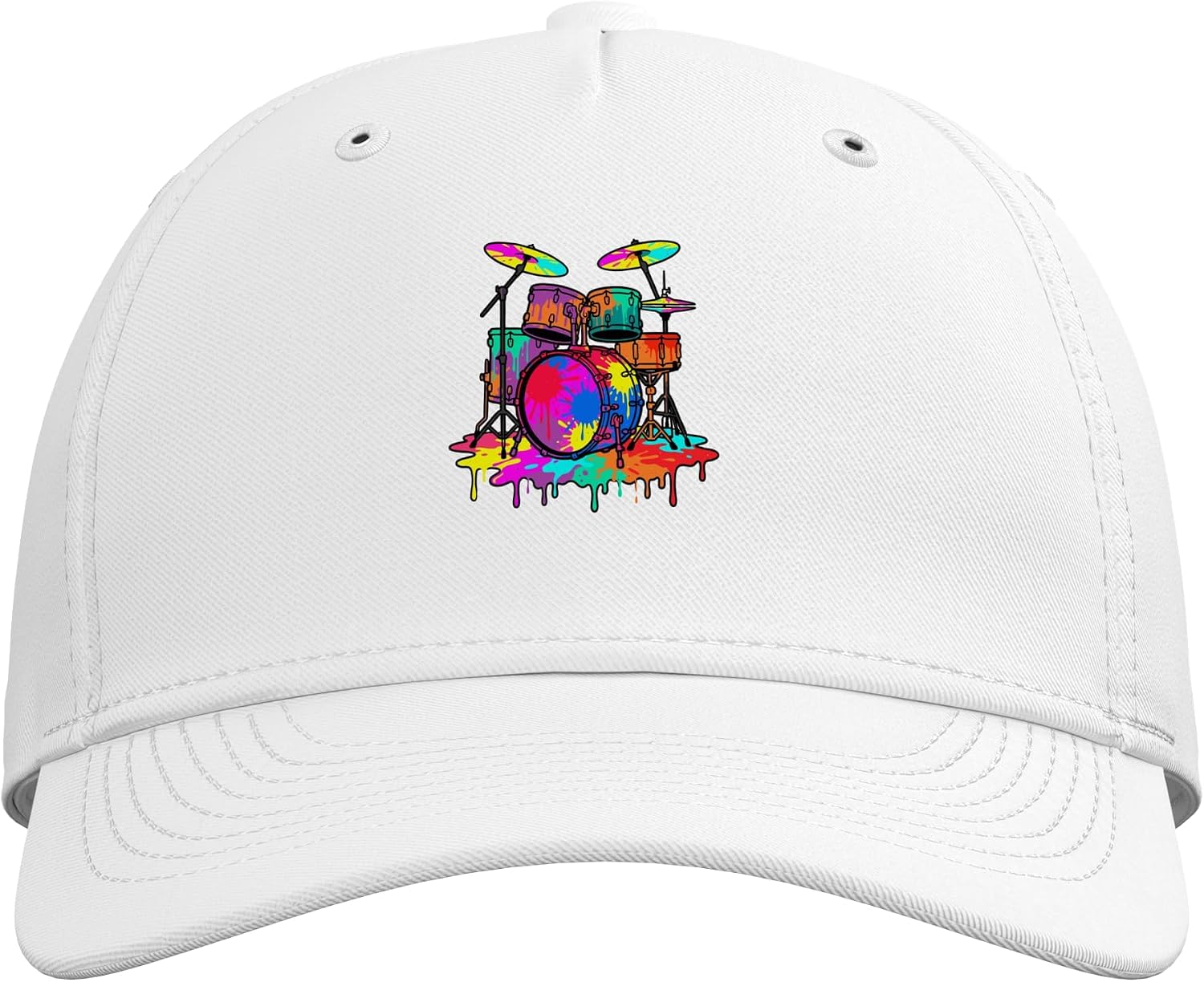 Colorful Paint Splash Drummer Drum Set Musician Rock Music Adjustable Baseball Hat image 2
