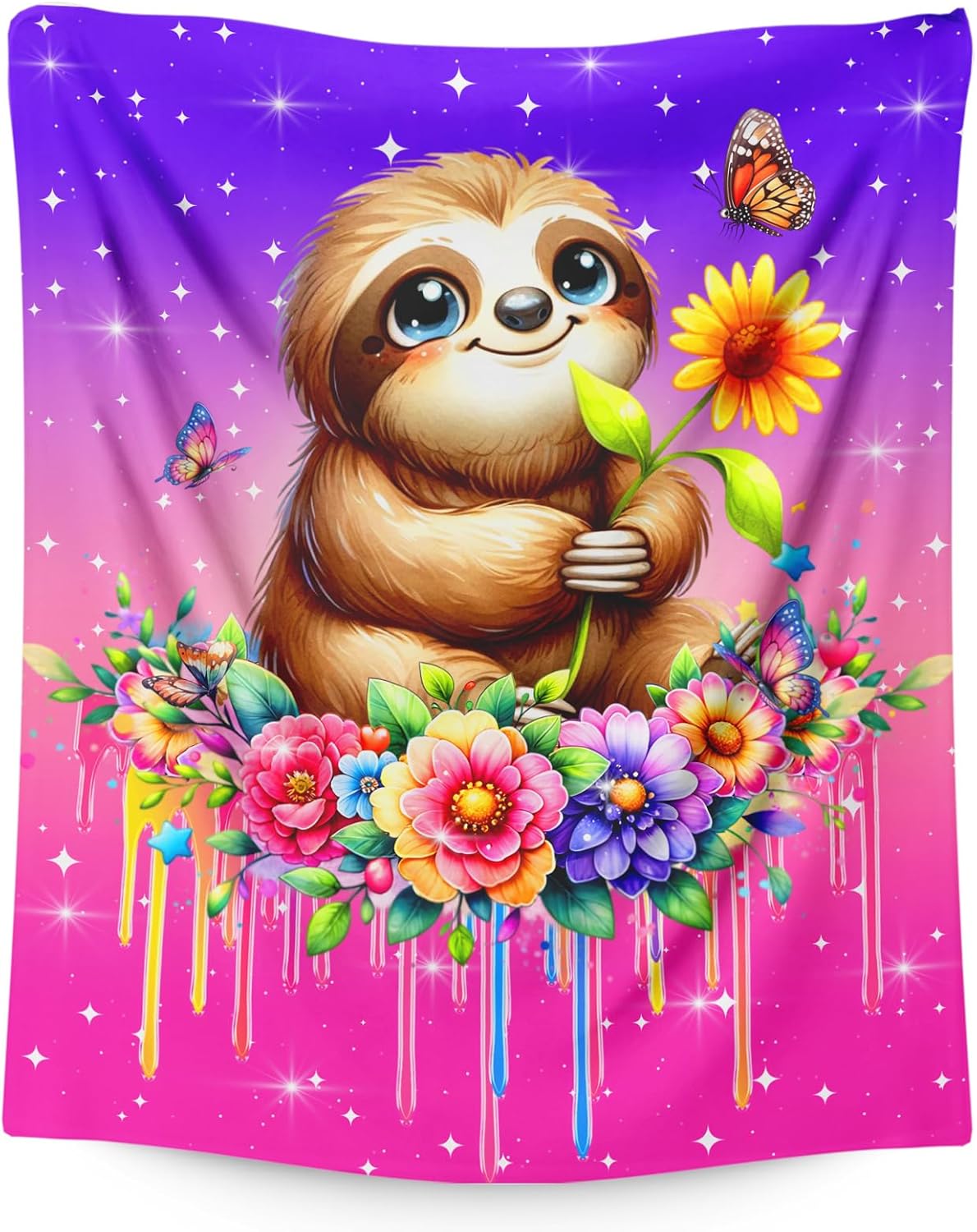 Girls Blankets Gifts Sloth Throw Blanket for Kids Teens Girl 8-10 Sloth Lovers, 50x60 Inches Cute Blanket Gift Soft Comfy Flannel Throw for Chair Sofa Couch Bed Decor