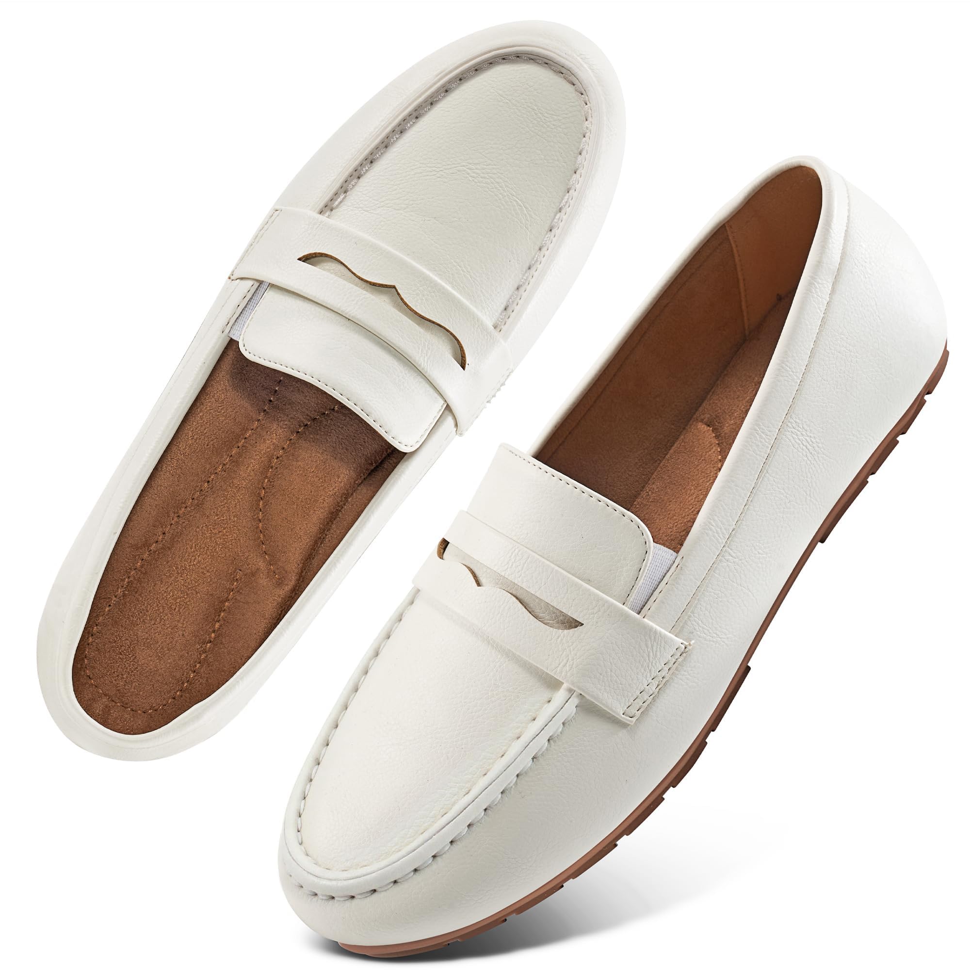 Ecetana Women's Loafers Comfortable Slip-On Business Casual Work Flats | Cushioned &amp; Lightweight Non Slip Penny Loafers for Office Driving Daily Commutes Dressy - Long Hours of Standing Walking