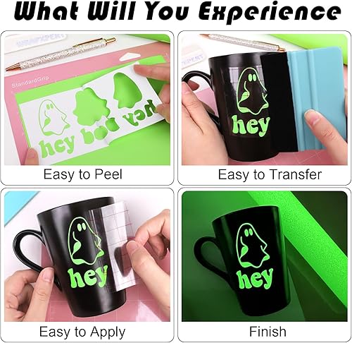 Miniatura 7 de WRAPXPERT Rollo de vinilo permanente que brilla en la oscuridad, vinilo adhesivo verde lima que brilla en la oscuridad para envoltorios,