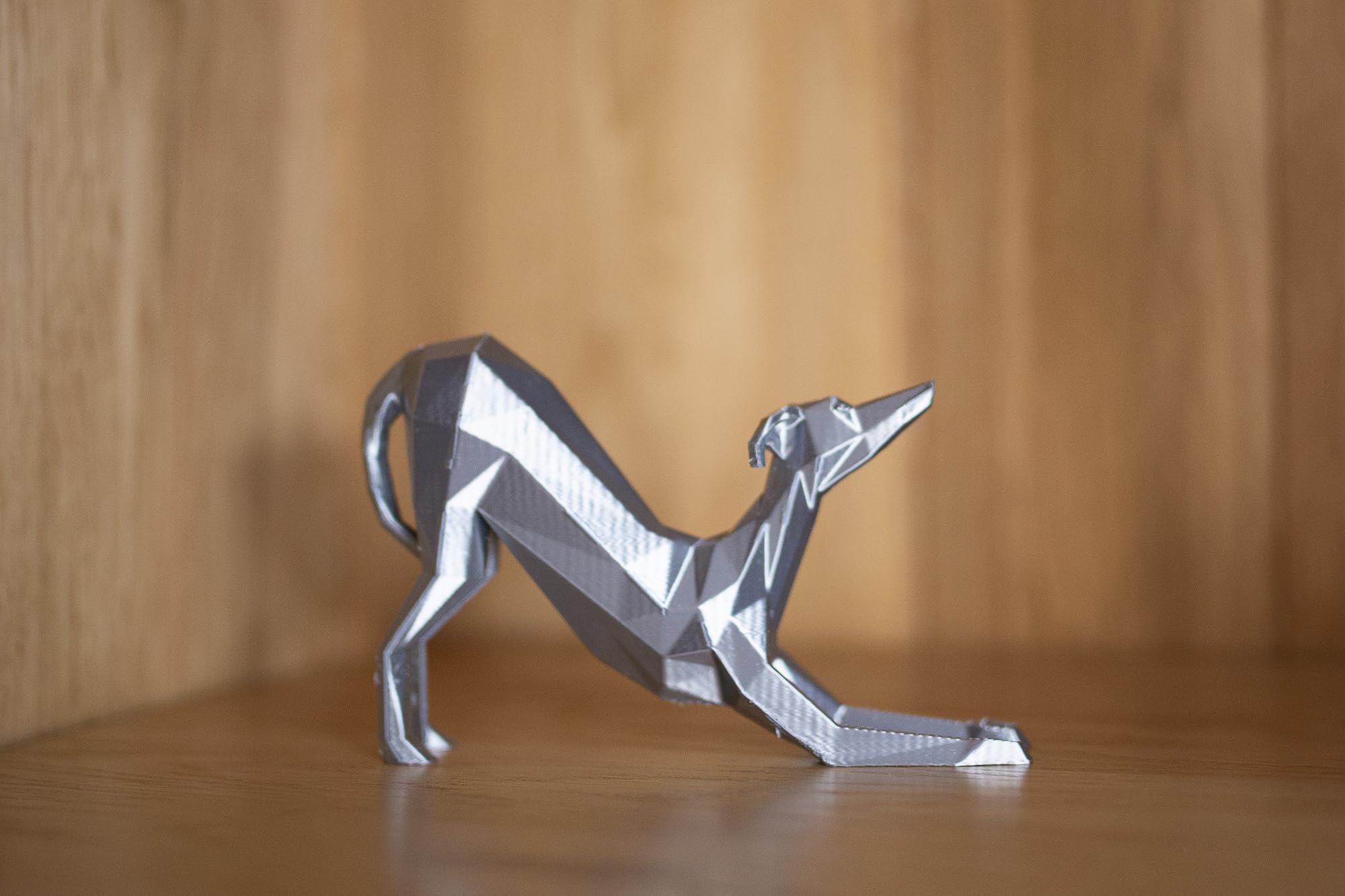 3D Printed Sighthound Sculpture - Whippet/Greyhound - Lightweight Ornament, (Silver) - Image 3