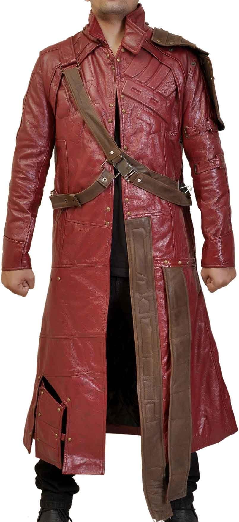 LP-FACON Mens Cosplay Hero Star Costume Leather Trench Coat Winter Collection