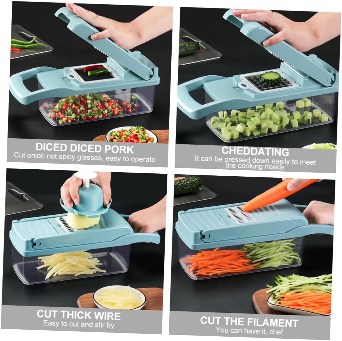 One Vegetable Chopper Slicer Grater Egg Separator Stainless Steel Plastic Easy to Clean Kitchen Helper