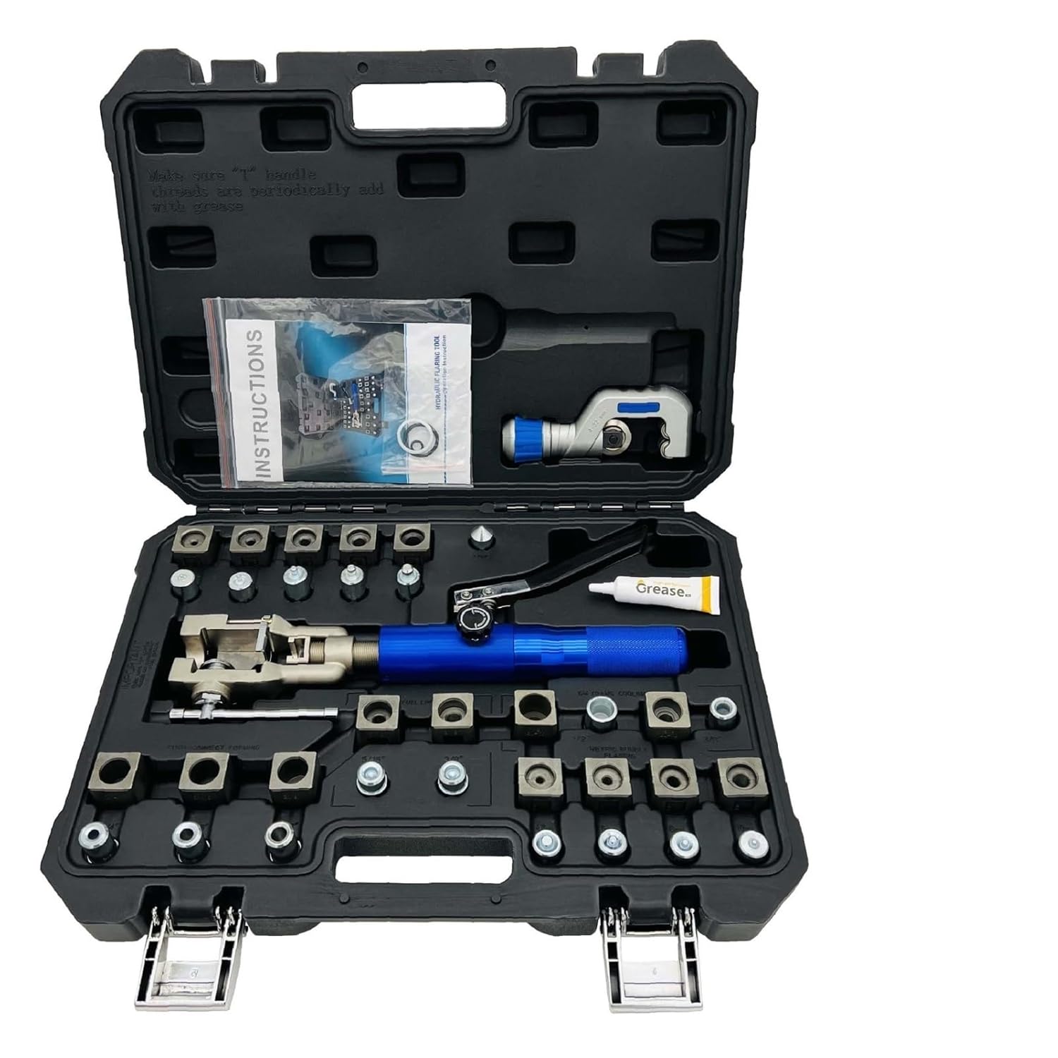 45° Double Brake Repair Hydraulic Flaring Tools Kit with 3/16"-1/2" for Copper Line, Steel Pipe and GM Reparing - Crimper Tool