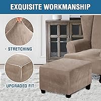 Vista 4 de ADPON Fundas otomanas cuadradas de terciopelo para otomanas, fundas protectoras para reposapiés cuadrados, fundas protectoras para taburetes