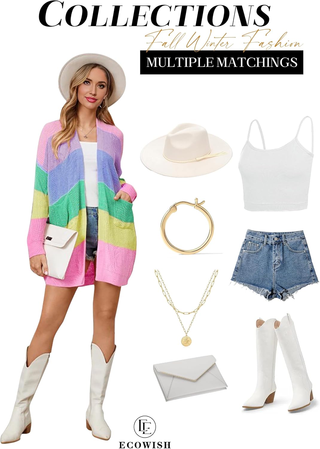 ECOWISH Cardigan Sweaters for Women Fall Causal Color Block Striped Long Sleeve Open Front Cozy Knitted Coats Spring Outwear - Image 6