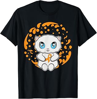 Cute Persian Cat Anime Kitten Leukemia Awareness T-Shirt for Men Women Kids
