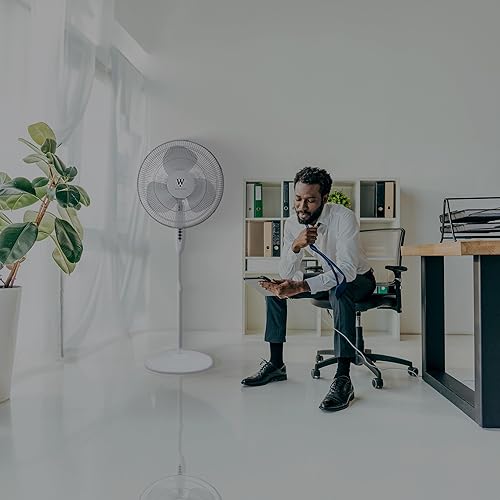 Miniatura 5 de Westpointe - Ventilador eléctrico oscilante con cable de 16 pulgadas con 3 ajustes de velocidad, control remoto e inclinación ajustable para el