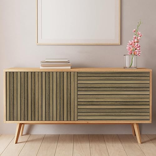 Miniatura 7 de TANONE Papel tapiz autoadhesivo con listones de madera, autoadhesivo, extraíble, papel de contacto de madera sintética, papel de pared de madera