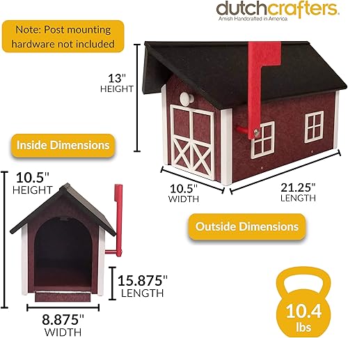 Miniatura 4 de Buzón grande de plástico duradero de polietileno para uso residencial al aire libre, se monta en poste de 4 x 4, buzón de granja - Amish fabricado