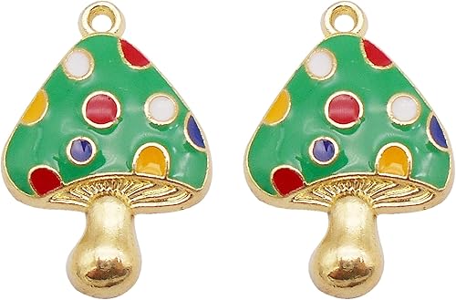 Miniatura 4 de 24 dijes de hongos multicolor esmaltados de 0.906x0.630 in para hongos, colgantes, joyería, collar, pulsera, aretes, accesorios para hacer