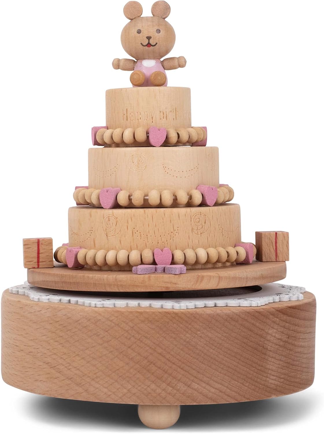 Cottage Garden Eiffel Tower Car Woodgrain 6 inch Beech Wind-Up Musical Figurine Plays Wonderful World