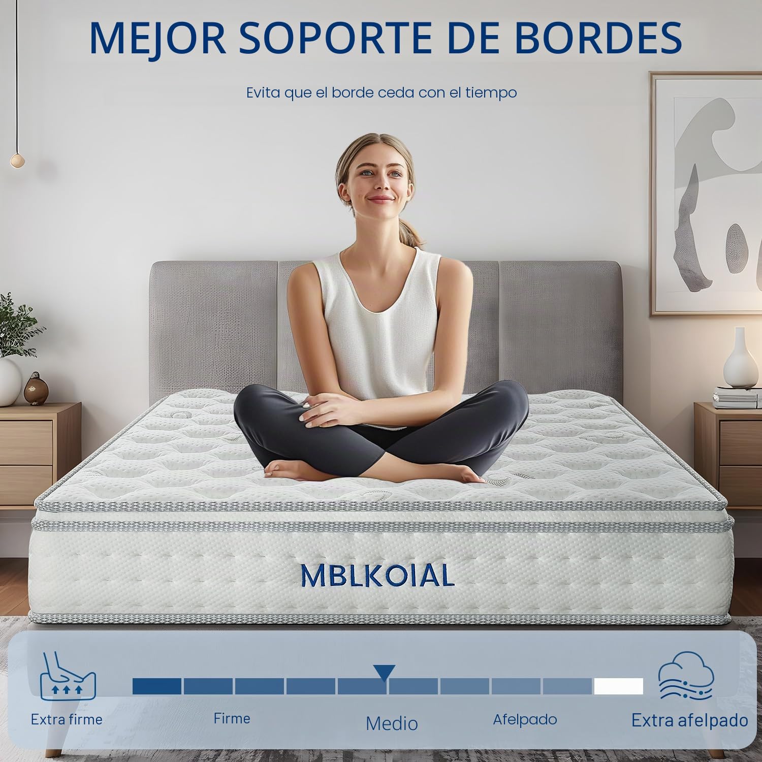 Colchón de 140 x 200 cm, 7 zonas, altura de 25 cm, colchón ortopédico de muelles ensacados, dureza H3, certificado Öko-Tex, colchón para adultos