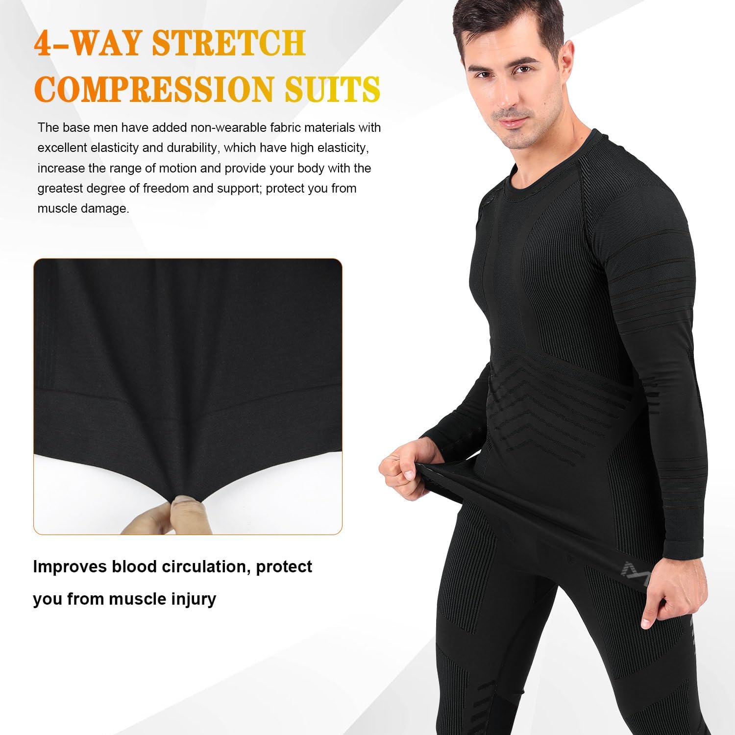 MeetHoo Mens Thermal Underwear Set Seamless Fleece Lined Base Layer Sports Long Johns Winter Gear Running Skiing - Image 3