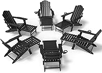 Vista 44 de FOOWIN Adirondack - Silla Adirondack con otomana retráctil, silla Adirondack plegable ajustable de polietileno de alta densidad con bandejas 4 en 1