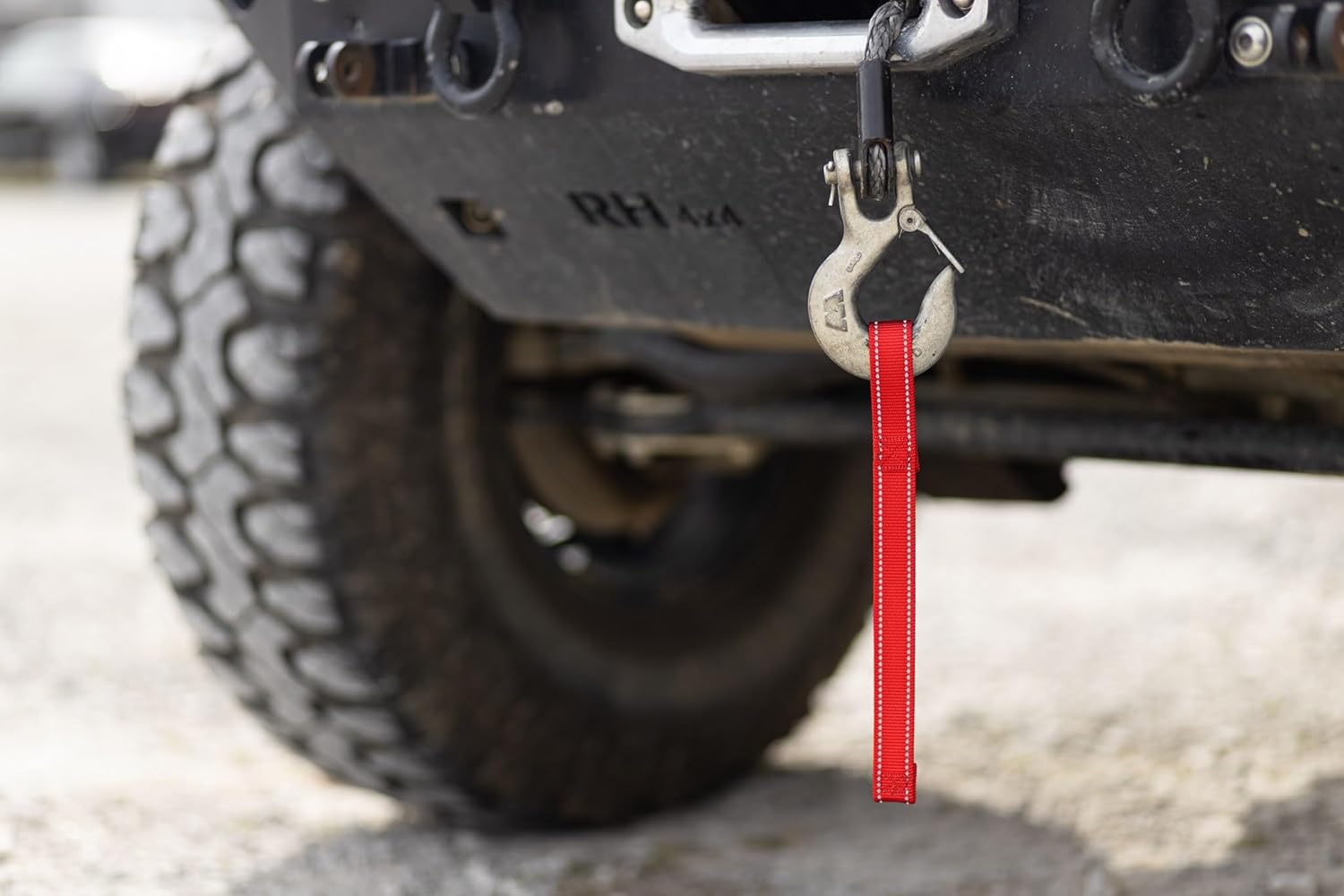 Country Brook Design - 1 Inch Winch Hook Pull Strap with Reflective Nylon - Red
