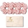 LULUSILK Silk Scrunchies for Hair Sleep, 100% Real Mulberry Silk, No Damage Hair Ties for Women and Girls, Elegant Lotus Pink, Pack of 3