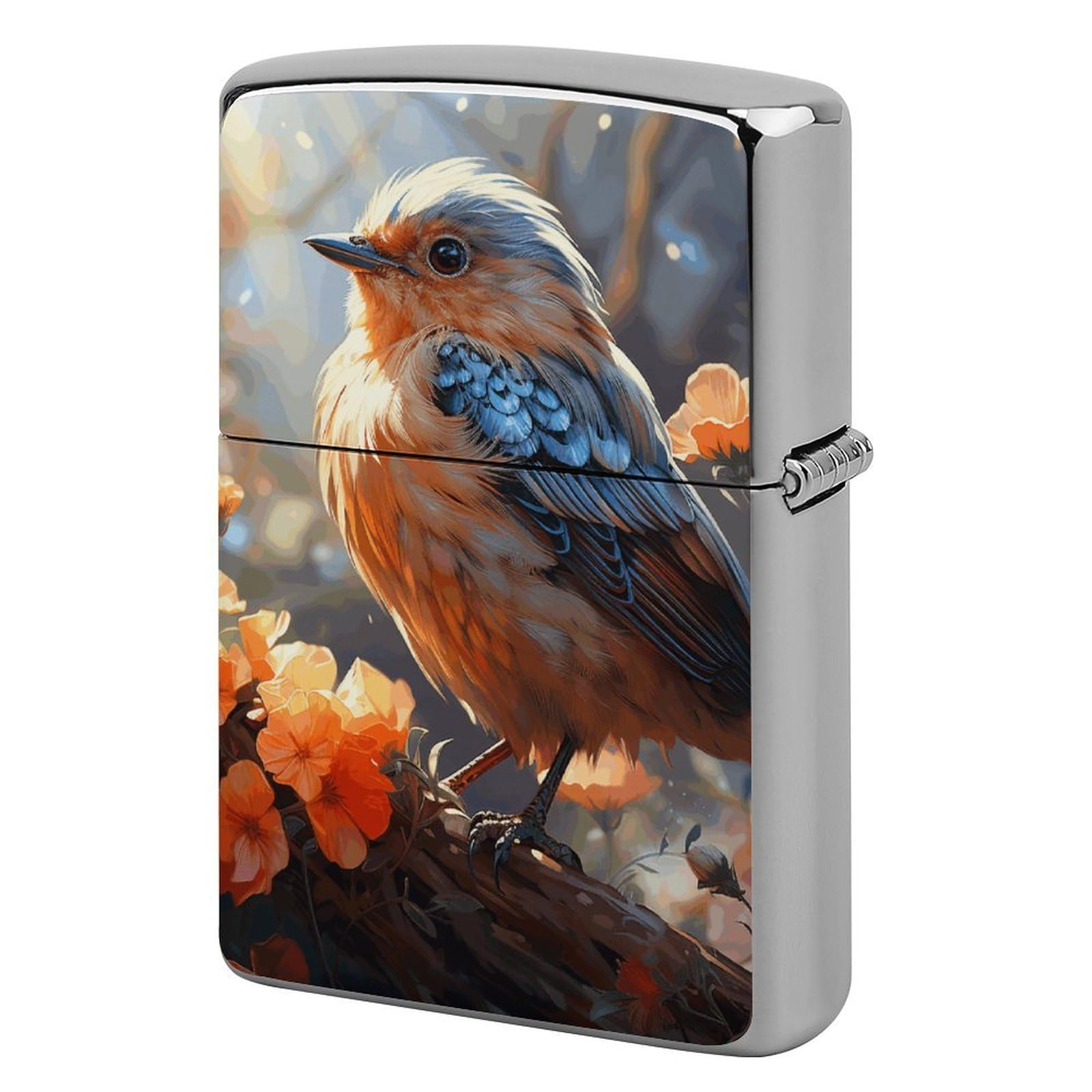 Flowers and Birds Lighter Case Vintage Metal Lighter Cover Reusable Lighter Protective Sleeve Unique Design Personalized Lighter Sleeve Holder Against Dust and Scratches
