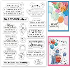 ORIGACH Happy Birthday Sentiment Words Silicone Clear Stamps for Card Making, Best Wishes Words Transparent Seal Stamps for DIY Crafting Scrapbooking Photo Album Journaling Decoration