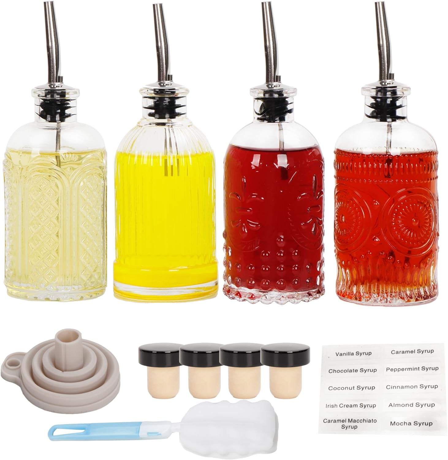 DAILOU Coffee Syrup Dispenser Bottles Set 4 Packs, 7 OZ