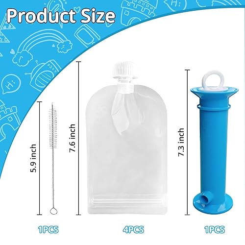 Miniatura 2 de Newmemo Juego de 6 bolsas reutilizables para alimentos para bebés, para puré de manzana, yogur, batido, bolsa de puré de frutas, estación de