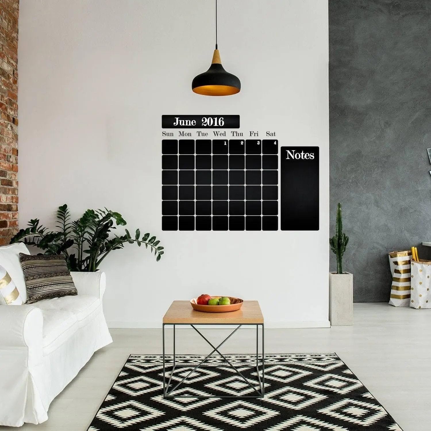 Lavagna adesiva da parete con planner mensile, 55 x 41 cm
