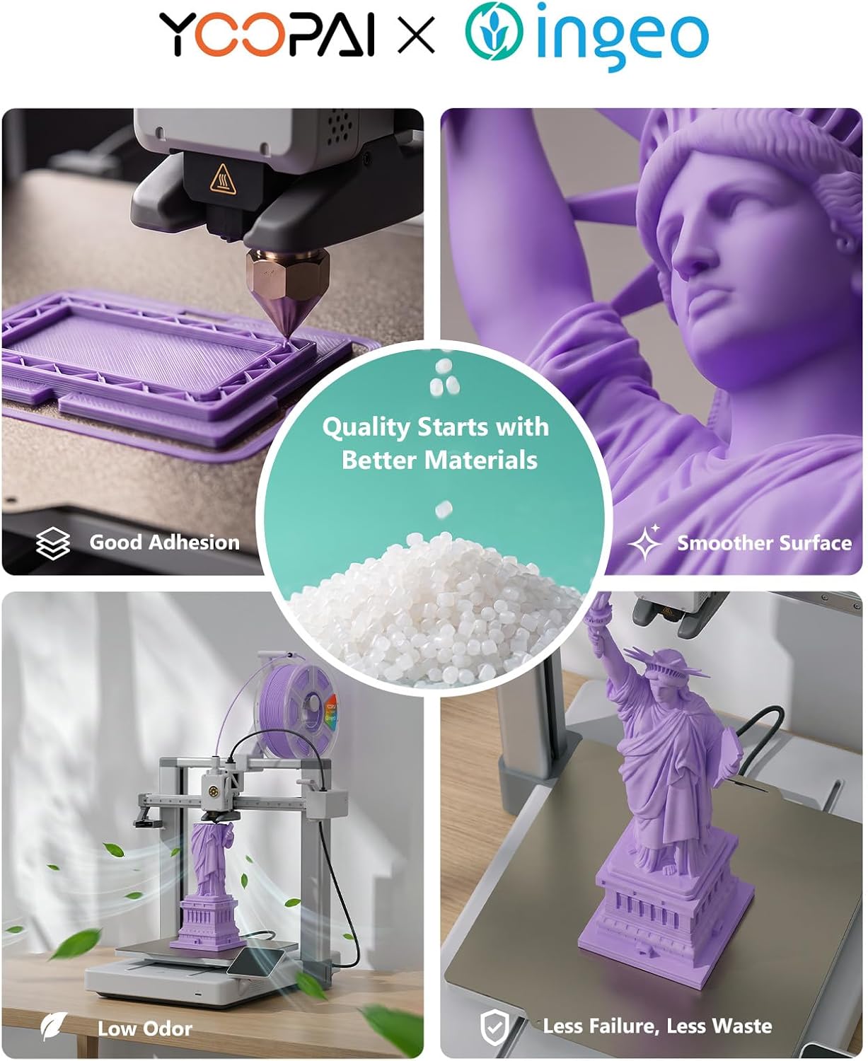 INGEO PLA+ Matte Filament 1.75mm, US-Sourced PLA, 4KG (8.8lbs) image 4
