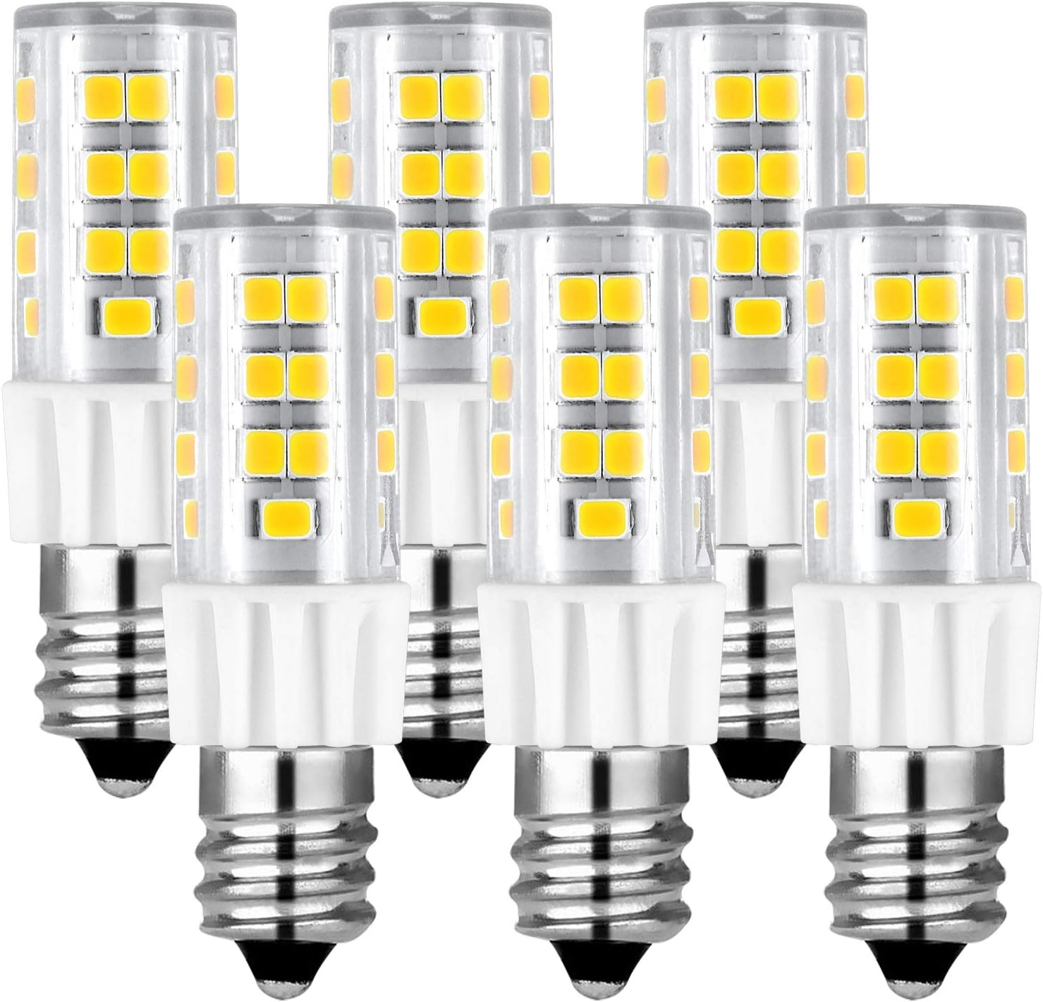 LUXRITE Dimmable E12 LED Bulb T4/T3, 40W Equivalent, 5000K Bright White, 500 Lumens, Mini Candelabra LED Bulb, ETL Listed - Decorative Lighting, Chandelier, Sconce, Ceiling Fan, and Pendant (6 Pack)