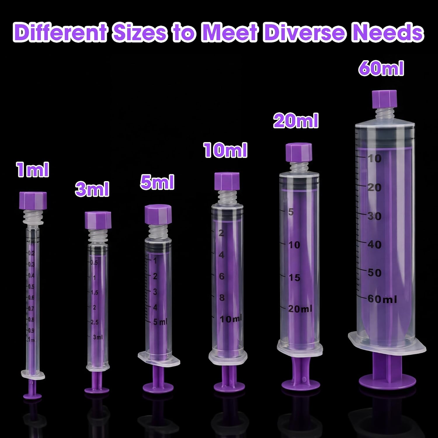 60ml Large Syringe with Screw Cap, 60cc Syringe for Liquid Feeding, Science Lab, Measurement, Individually Sealed Packed, 30 Pack