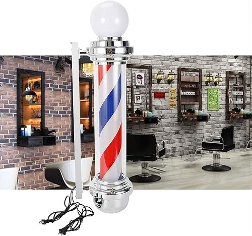 Miniatura 5 de Luz LED de globo luminoso para barbería, letrero abierto para peluquería, letrero giratorio rojo, blanco y azul, IP44, impermeable, ahorro de