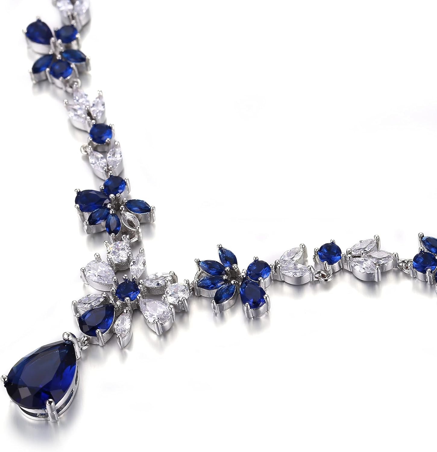 Crysdue Wedding Jewelry Set for Women, Floral Leaf Vine Teardrop Necklace Dangle Earrings Bracelet and Hair Comb, Cubic Zirconia Elegant Party Prom Jewellery for Bridal Bridesmaid - Image 6