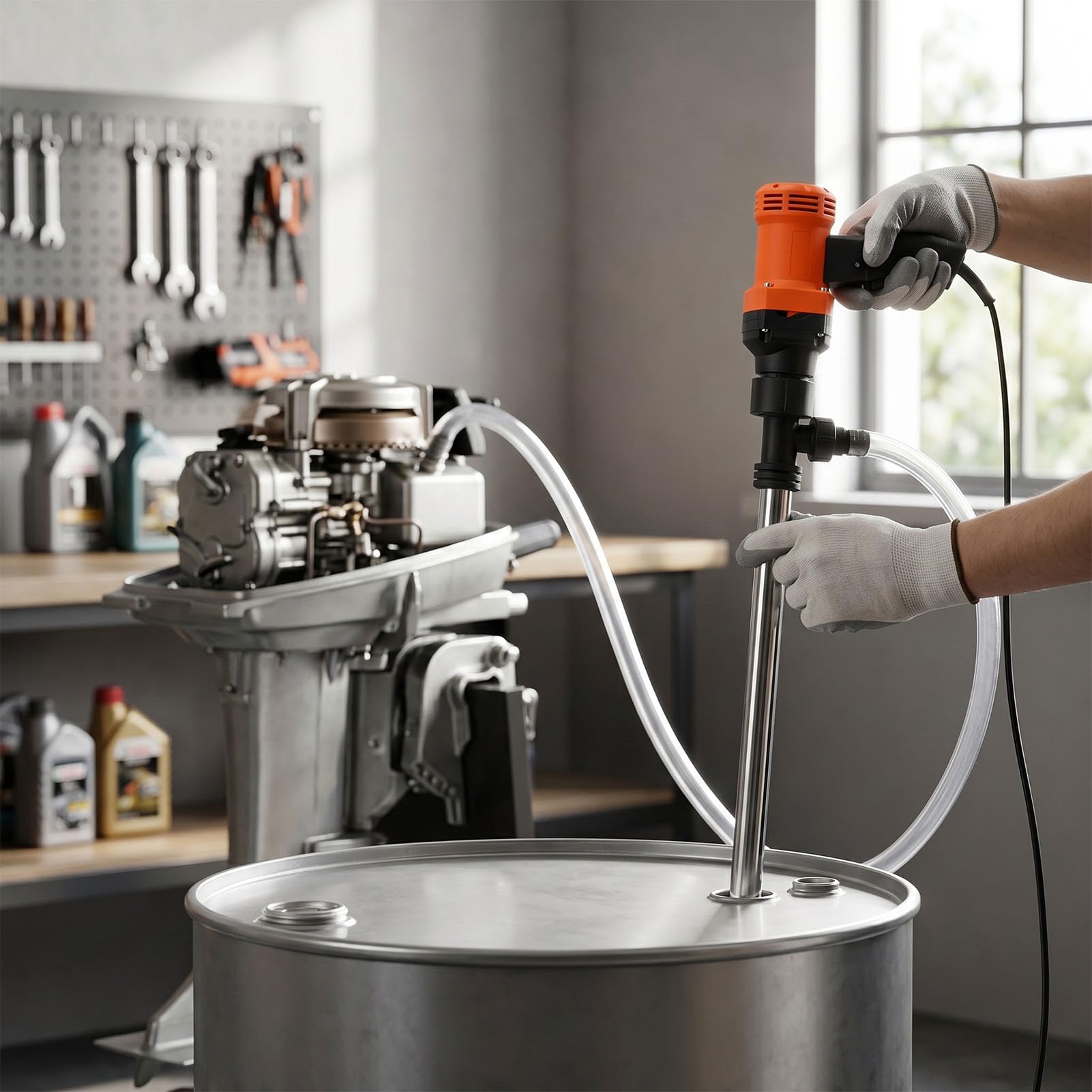Bomba Extractora de Aceite Eléctrica de Alta Potencia, Bomba de Transferencia Portátil para Líquidos de Baja Viscosidad (Enchufe europeo)