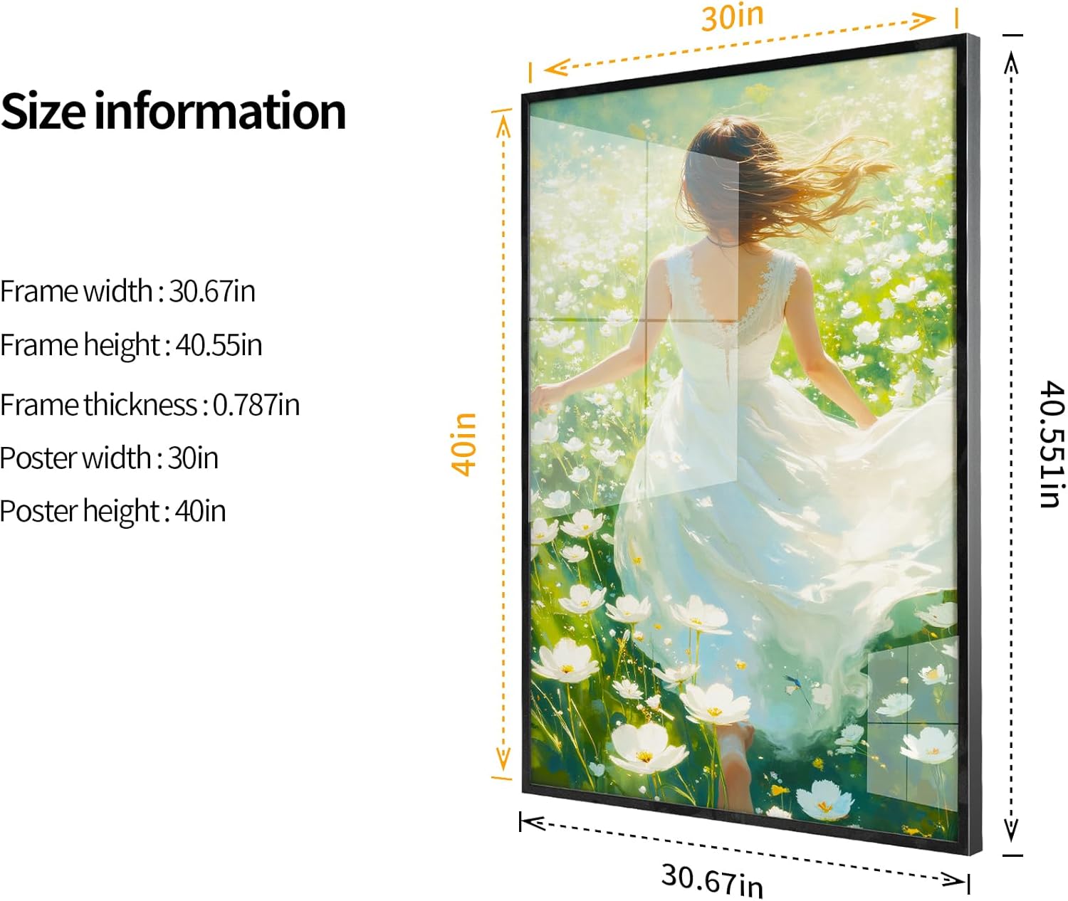 30x40 Poster Frame | 30x40 In, Black, Set of 2 | Front-Loading Snap Frame | Coated Aluminum/Plexiglass | for Horizontal/Vertical Display