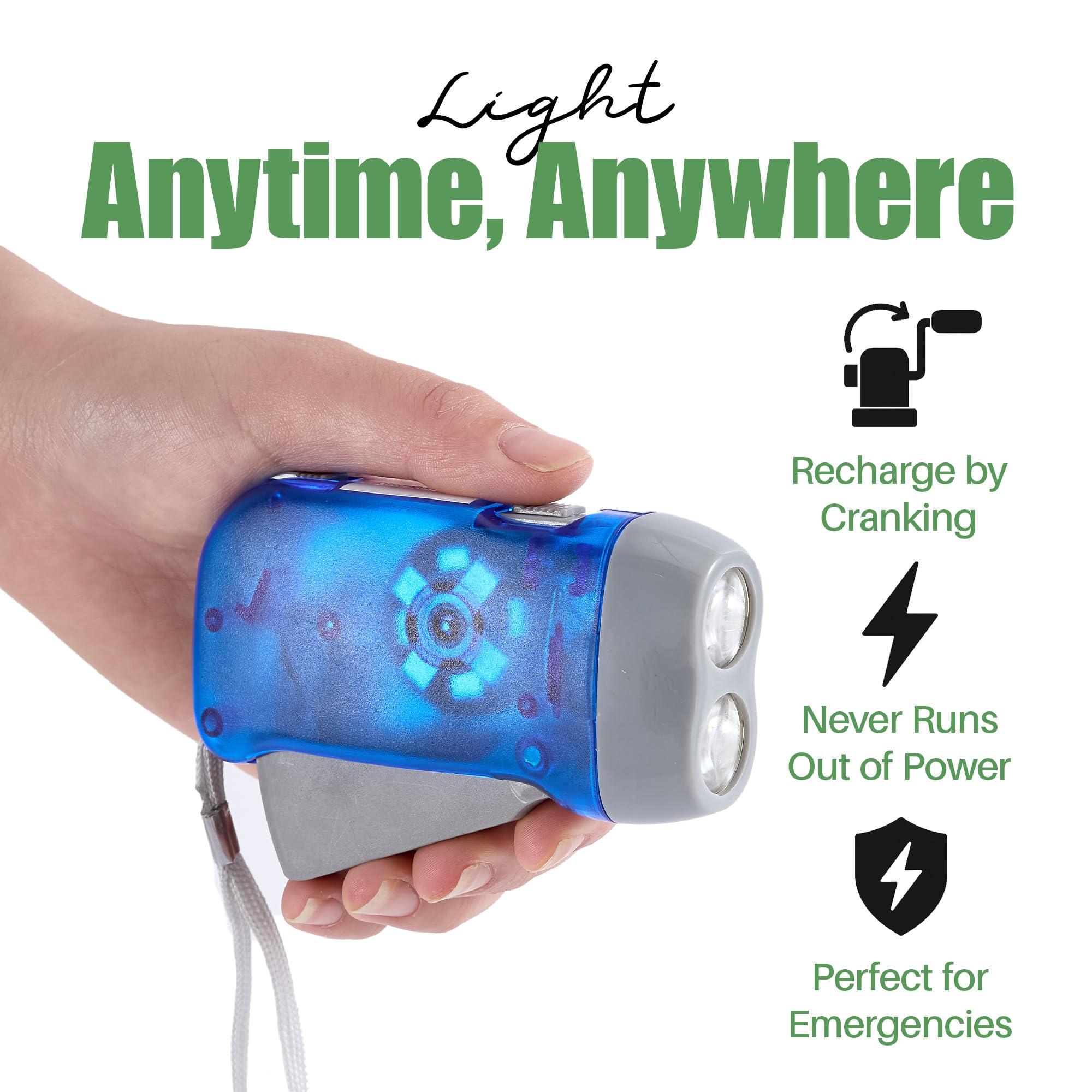 Evelots 48-Pack Hand Crank Flashlights for Emergencies, Rechargeable