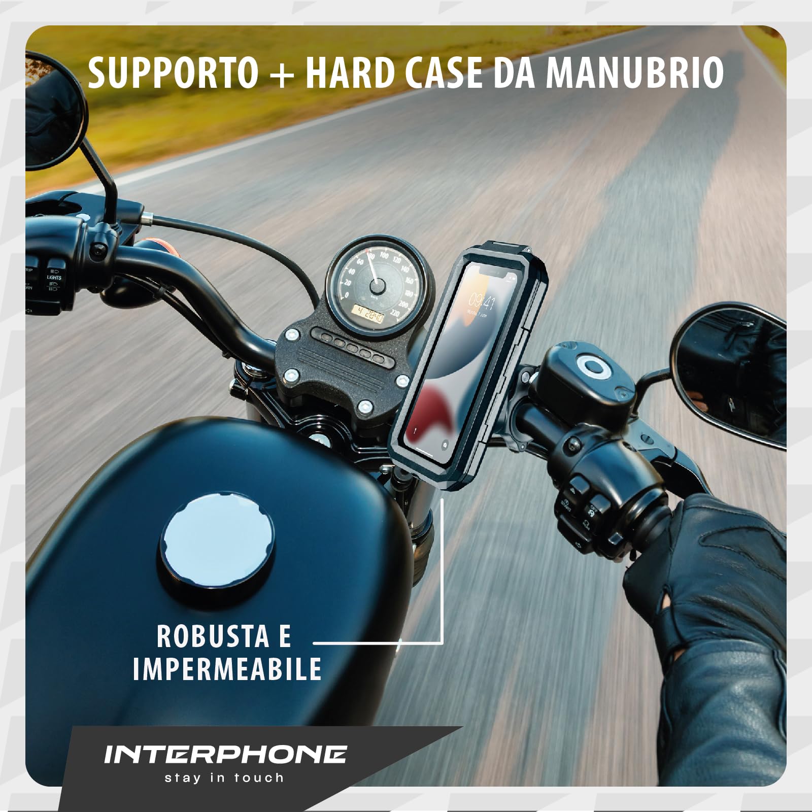 INTERPHONE QUIKLOX - 2 in 1 - Custodia Rigida Impermeabile Universale Smartphone fino a 6.5"- Supporto Cellulare per Moto - Sistema Modulare QUIKLOX - Attacco a Manubrio Incluso
