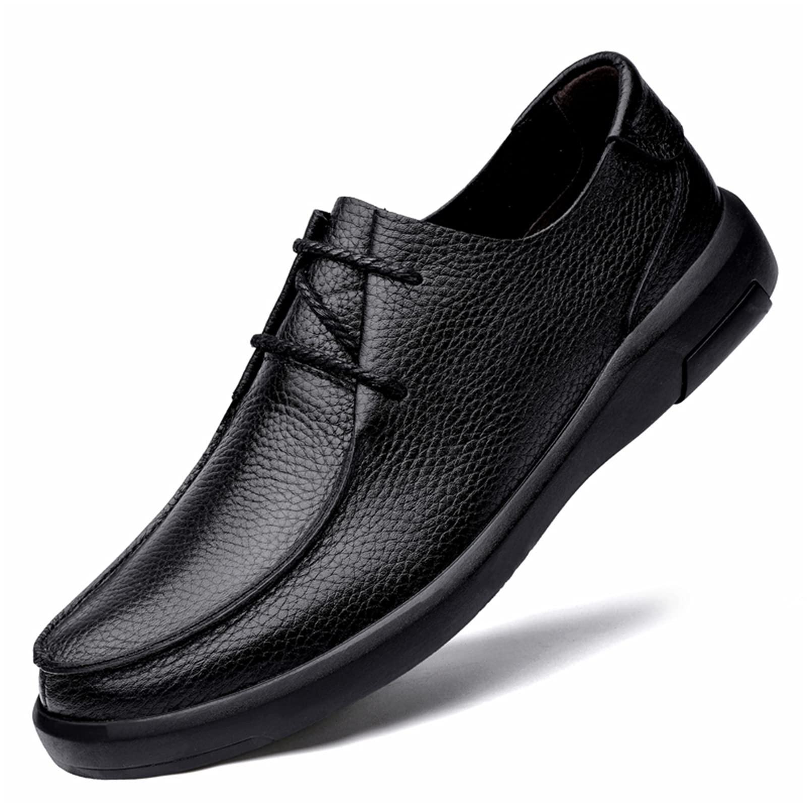 Zapatos de vestir para hombre, mocasines de piel auténtica, cómodos, informales, de negocios, zapatos planos, Black, 40 2/3 EU
