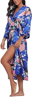 Women's Floral Kimono Robe Silky Wedding Bride Bridesmaids Soft Sleepwear