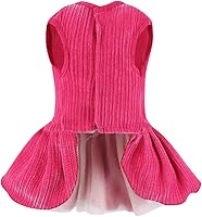 Vista 2 de Vestido a rayas para perro, disfraz de lazo para niña con anillo y correa de arnés, vestido de fiesta de cumpleaños de boda para perro (rosa, grande)