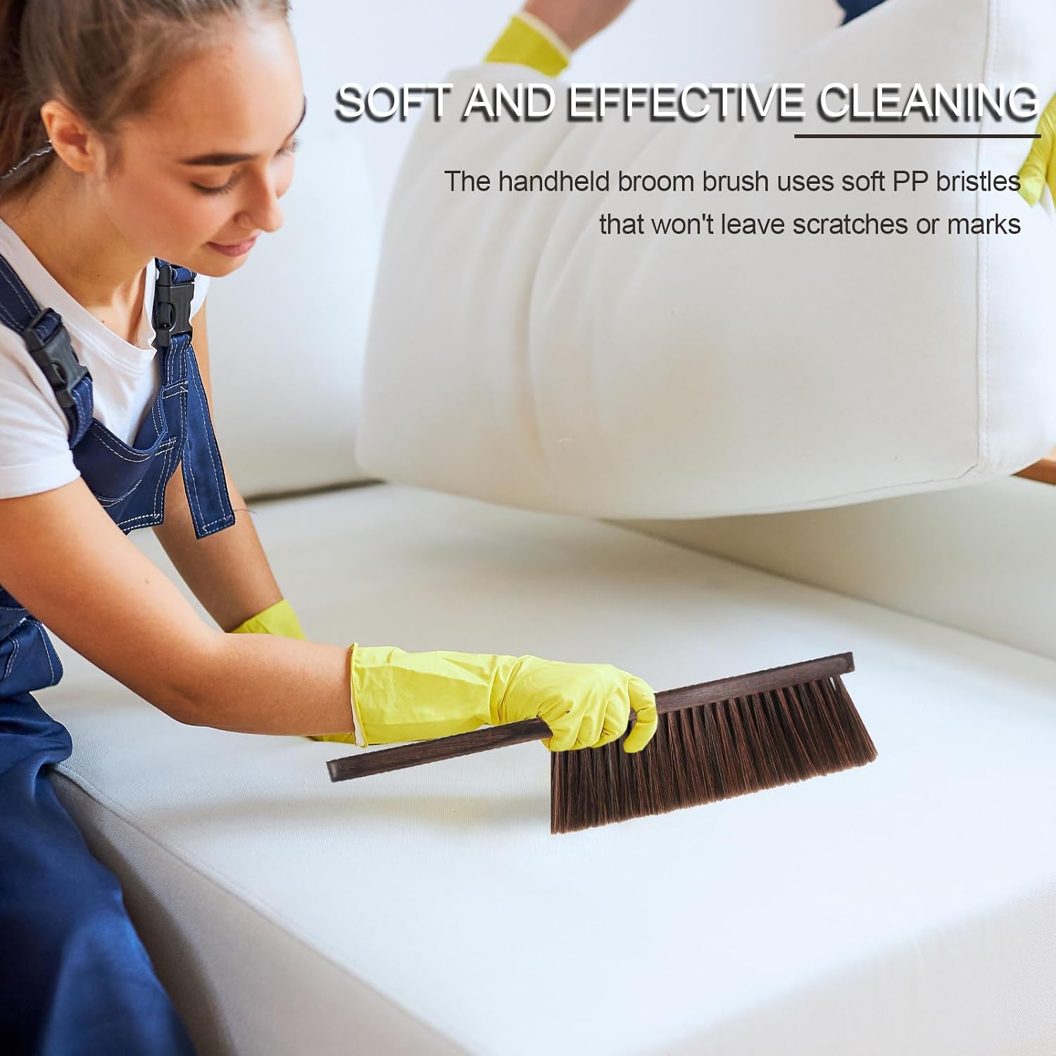 Wooden Handle Hand Broom Brush – Soft Bristle Cleaning Brush for Furniture, Bed, Car & Desk – Lightweight Duster with PP Bristles
