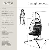 tectake® Luxurious Egg Chair with Stand, Thick Cushions, Polyrattan Weave, Rotatable & Height-Adjustable, Steel Frame, Incl. Protective Cover - Ideal Hammock Chair for Garden, Patio & Balcony - Black - 6