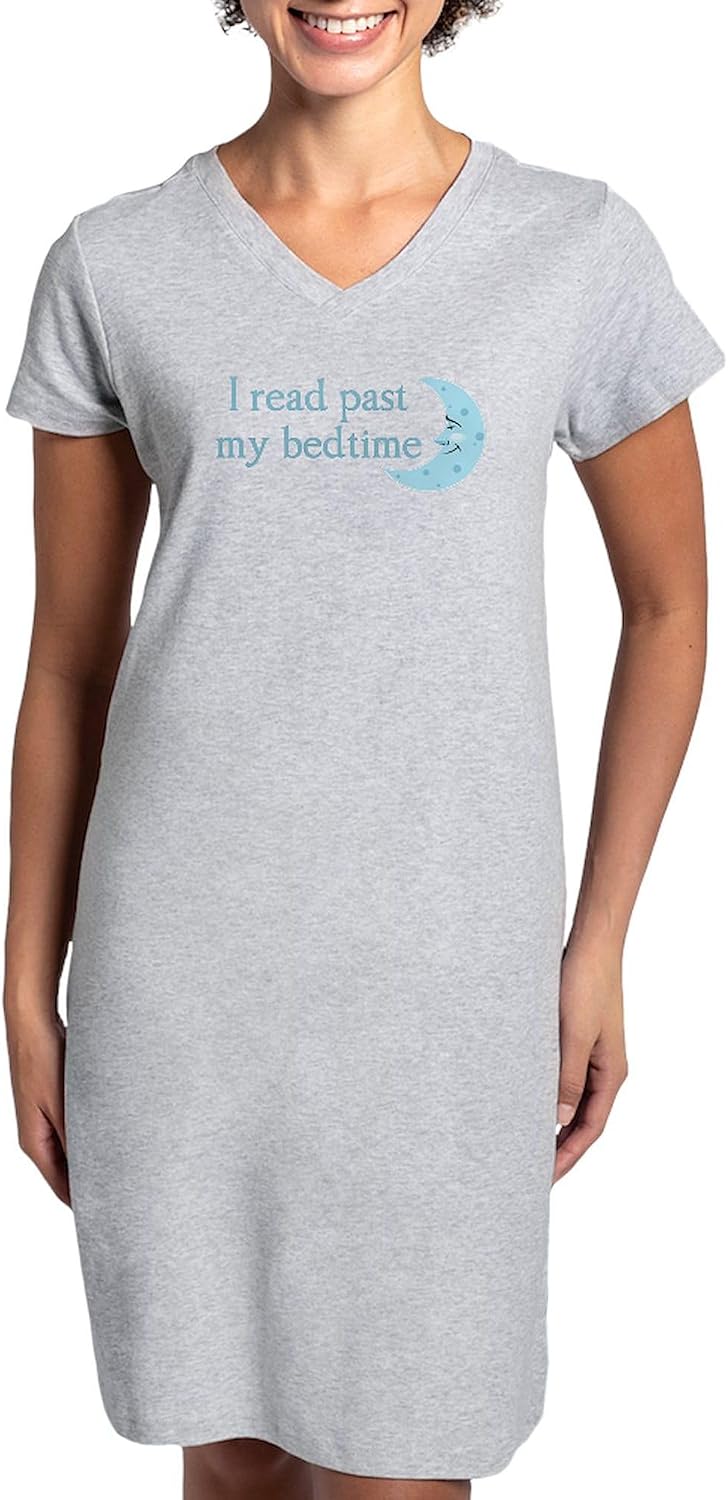 CafePress I Read Past My Bedtime T Shirt Women's Nightshirt, Soft Long Pajama Shirt, Cotton PJs/Pyjamas