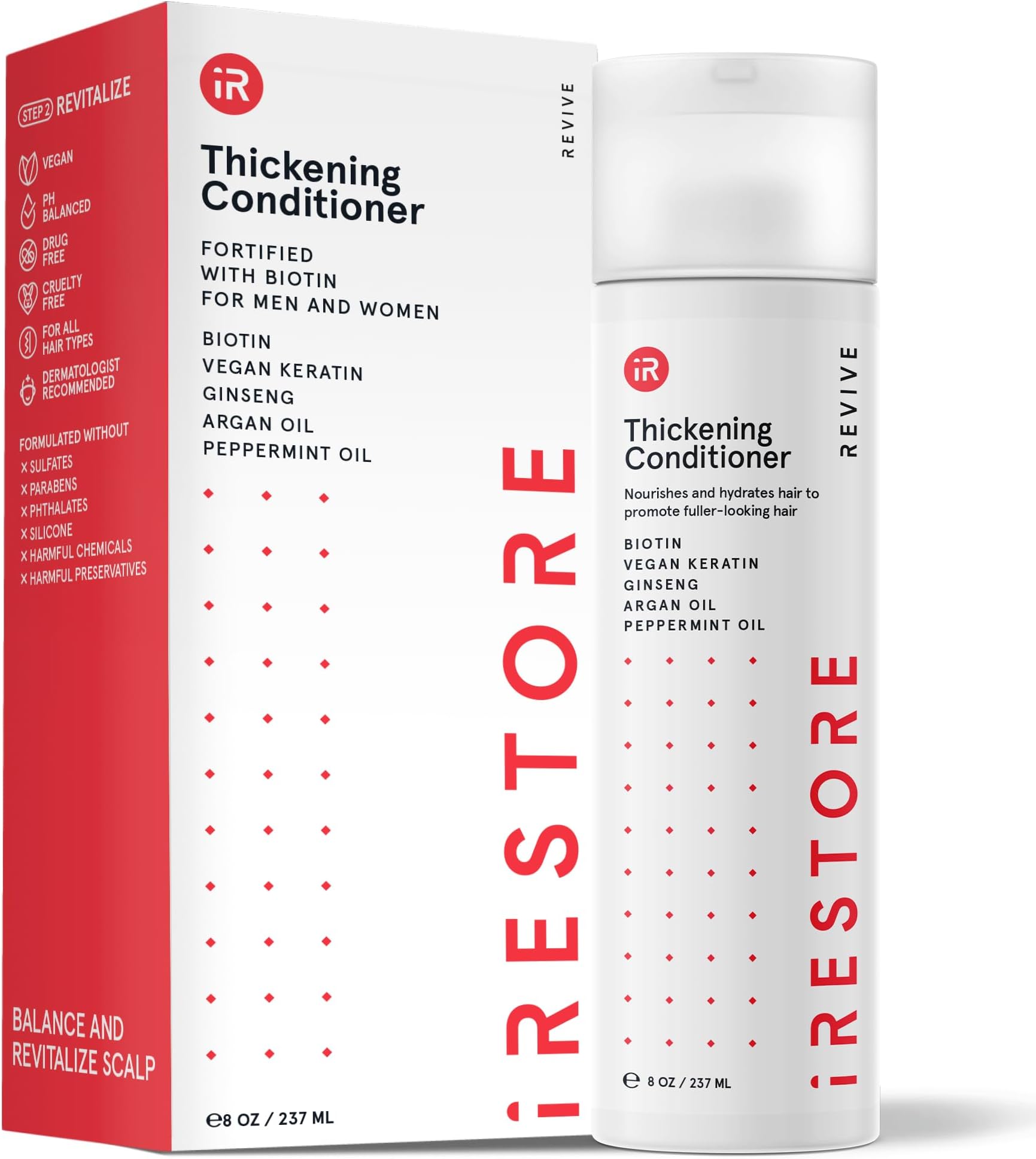 Biotin Hair Conditioner for Damaged Dry Hair - Good for Fine Hair Growth, Volumizing Thickening Conditioner with Ginseng & Argan Oil to Moisturize, Pair With Hair Loss Shampoo